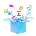 Mobile application icon inside a box