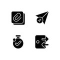 Mobile application interface black glyph icons set on white space Royalty Free Stock Photo