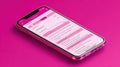 Mobile Application Interface Displayed on a Smartphone Against a Bright Pink Background Showcasing User-Friendly Design Royalty Free Stock Photo