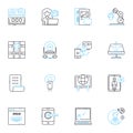 Mobile application linear icons set. Innovate, Efficient, User-friendly, Interactive, Streamlined, Customizable