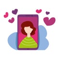 Mobile application for online dating. Communication and relationship. Social media concept. Vector illustration.