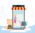 Mobile application for shopping, Online supermaket Royalty Free Stock Photo