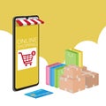 Mobile application for shopping, Online supermaket Royalty Free Stock Photo