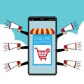 Mobile application for shopping, Online supermaket Royalty Free Stock Photo