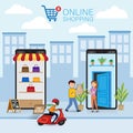 Mobile application for shopping, Online supermaket Royalty Free Stock Photo
