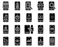 Mobile application vector icon set 3, solid stye Royalty Free Stock Photo