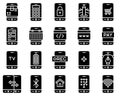Mobile application vector icon set 4, solid stye Royalty Free Stock Photo