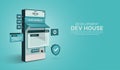Mobile Application, Website, Software development company, coding and programming concept, Responsive layout UX UI design Royalty Free Stock Photo