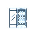 Mobile applications line icon concept. Mobile applications flat vector symbol, sign, outline illustration.