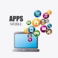 Mobile applications and technology icons design. Royalty Free Stock Photo