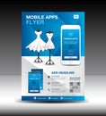 Mobile Apps Flyer template for boutique shop. Business brochure flyer design layout. smartphone icons mockup