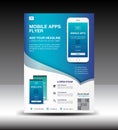 Mobile Apps Flyer template. Business brochure flyer design layout. smartphone icons mockup. application presentation. Magazine ad