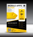 Mobile Apps Flyer template. Business brochure flyer design layout. smartphone icon mockup. application presentation