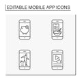 Mobile apps line icons set