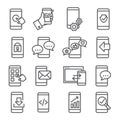 Mobile apps line icons set on white background