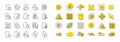 Mobile apps line icons. Smartphone device, phone report and download app set. Design elements. Vector