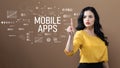 Mobile apps text with business woman