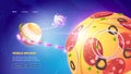 Mobile arcade game website with food planets