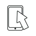 Mobile arrow cursor on white background