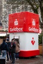 Mobile atm geldbox from sparkasse parked at christmas market in aachen germany