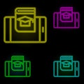 Mobile, augmented reality, book neon color set icon. Simple thin line, outline vector of augmented reality icons for ui and ux, Royalty Free Stock Photo
