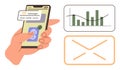 Mobile Authentication with Fingerprint, Code Verification, and Data Analysis Insights Royalty Free Stock Photo