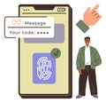 Mobile Authentication with Fingerprint, One-Time Code, and User Interaction Highlight Royalty Free Stock Photo