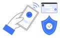 Mobile Authentication Process with Verification Shield and Secure Chat Interface Royalty Free Stock Photo
