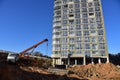 Mobile auto crane at construction site. Work of truck crane on project works Royalty Free Stock Photo