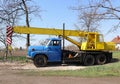 Mobile auto crane standing outdoor