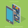 Mobile background inwards technology flat 3d isometric vector