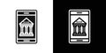 Mobile Bank icon Flat vector set outline Royalty Free Stock Photo