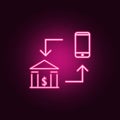 mobile bank neon icon. Elements of web set. Simple icon for websites, web design, mobile app, info graphics