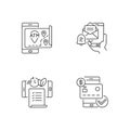 Mobile bank service app linear icons set