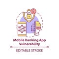 Mobile banking app vulnerability concept icon