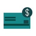 Mobile banking, bank card credit or debit money flat style icon