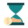 Mobile banking, business time clock money flat style icon Royalty Free Stock Photo