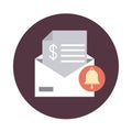 Mobile banking, envelope bill money payment notification block style icon