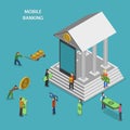 Mobile Banking Flat Isometric Vector Concept.