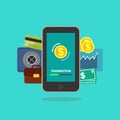 Mobile banking illustration for money transaction, technology, business, mobile banking and mobile payment