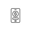 Mobile banking interface line icon