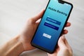 Mobile banking internet payment application on smartphone screen. Royalty Free Stock Photo