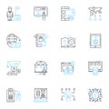 Mobile banking linear icons set. Convenience, Security, Efficiency, Accessibility, Automation, Flexibility, Mobility