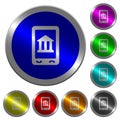 Mobile banking luminous coin-like round color buttons Royalty Free Stock Photo