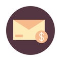 Mobile banking, money envelope payment block style icon