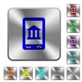 Mobile banking rounded square steel buttons Royalty Free Stock Photo