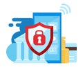 Mobile banking security flat illustration