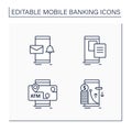 Mobile banking service line icons set