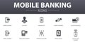 Mobile banking simple concept icons set