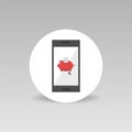 Mobile banking vector icon Red piggybank with dollar banknote